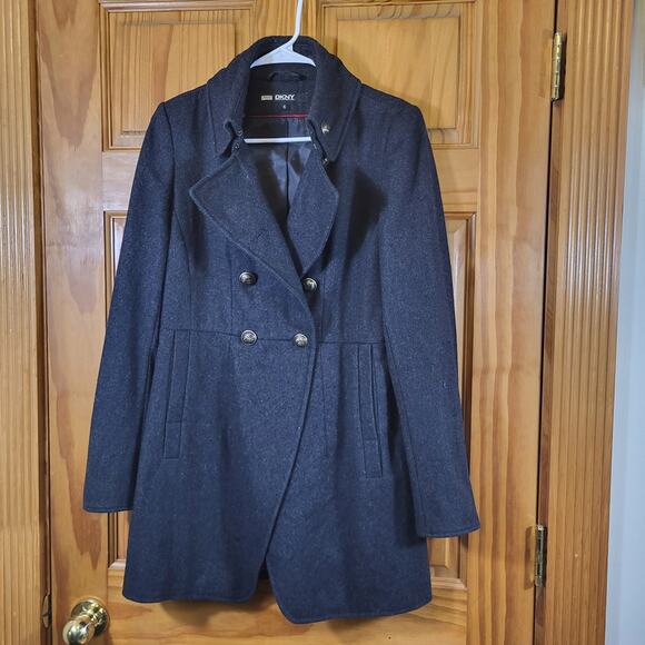 DKNY Double-Breasted Wool Petticoat - Heather Grey  Size 6 - Picture 4 of 7